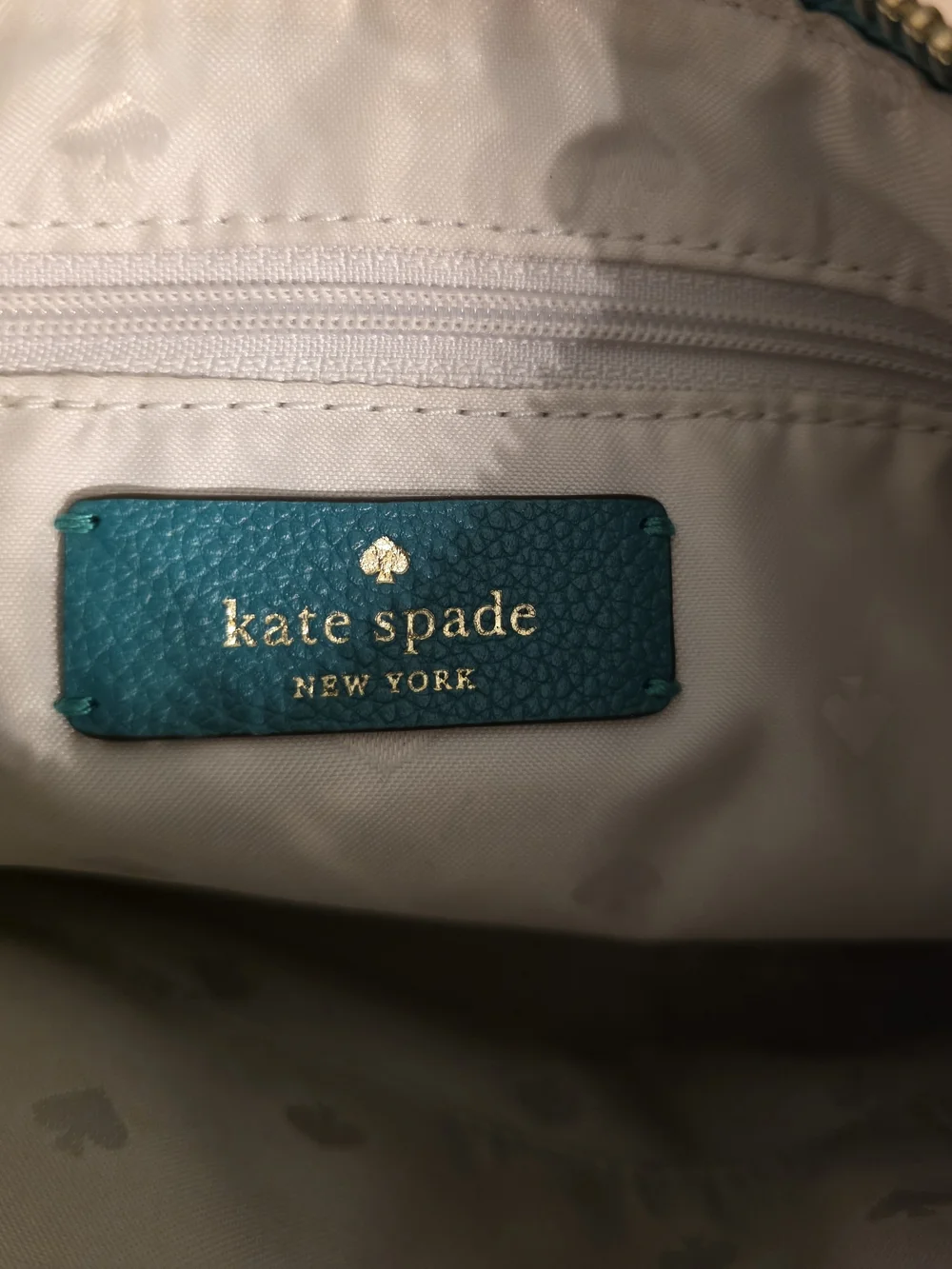 kate spade Emerald Green Leather Crossbody with Striped Strap